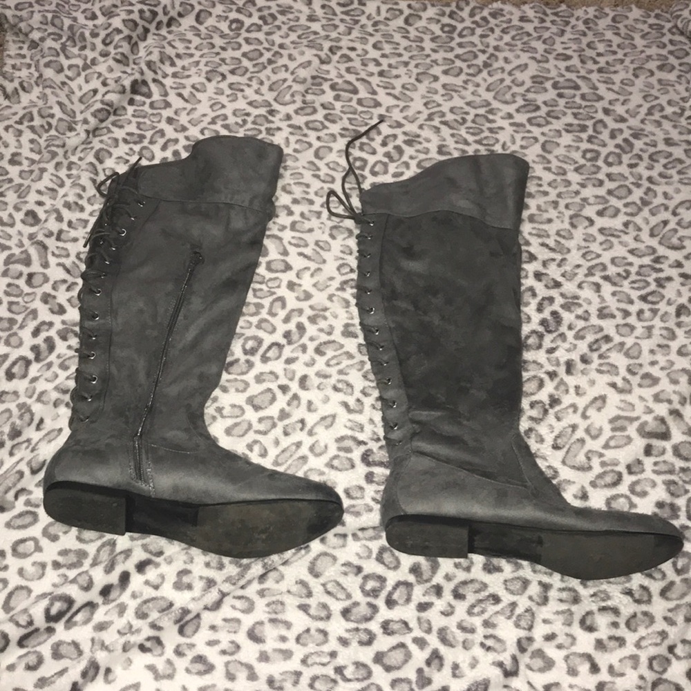 Grey suede boots